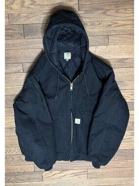 Carhartt Jacket Mens XL Black Iconic Firm Duck Active Canvas USA Made J140 BLK